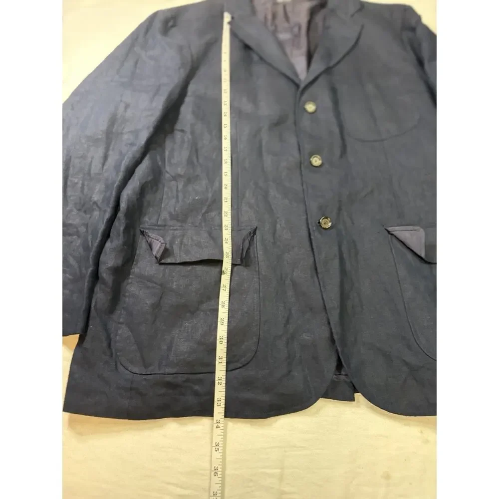 VTG Polo Ralph Lauren Blazer Men’s XXL Navy 100% Linen Sport Coat Jacket Macau
